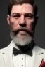 Placeholder: 8K, a Highly detailed stunning portrait of Dom man with a submissive woman, white suit, beard, and short hair, bad boy