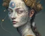 Placeholder: head and shoulders portrait of Mary, face paint, jester hat, sad expression, Takato Yamamoto artist, Akiya Kageichi artist, Jedediah Berry inspired, 8k resolution concept art portrait, dynamic lighting, hyperdetailed, intricately detailed, maximalist, beautiful, peaceful