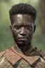 Placeholder: african head portrait, warrior costume, village, meditation, woods, galaxy sky, 8k quality