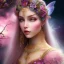 Placeholder: beautiful detailed fairy inside a wide flowery dreamscape, soft pastel colors, soft lightning