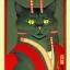 Placeholder: Ukiyo-e styled art, cat