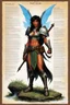Placeholder: character concept sheet with AD&D statistics and characteristics, [illustration by Jeff Easley] playable class of rocky shape shifting earth faerie