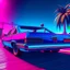 Placeholder: a low rider car with synthwave colors in Miami beach, sunshine, blue sky, biquini girls, art inspired in GTA VI game, cinematic light, intricate details, unreal engine 5, panoramic view