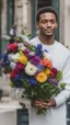 Placeholder: An image of a man holding a bouquet of flowers . --auto --s2