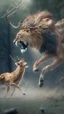 Placeholder: A lion attacking a deer, a realistic picture, a cinematic scene, more accurate hdr