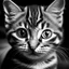 Placeholder: kitten face in black and white