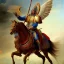 Placeholder: Renaissance painting, Polish Winged Hussar on horse, battle charge, long spear