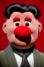 Placeholder: Waist up muppet Portrait, Kim Jong-un muppet doll, black suit, photo studio, red background, unreal engine 5, concept art, art station, god lights, ray tracing, RTX, lumen lighting, ultra detail, volumetric lighting, 3d.