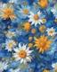 Placeholder: captivating bright bLUE VIBRANT flower van gough mix on white background