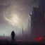 Placeholder: a cyberpunk setting, dramatic light, castle background, clouds, moon, storm, night, high detail, fantasy background, painted by greg rutkowski, digital art, trending on artstation