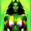 Placeholder: portrait of a beautiful busty she hulk with green eyes by Sandro Botticelli style