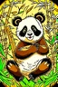 Placeholder: SIMPLE DRAW TO COLORING OF A PANDA WITH A BAMBOO BACKGROUND, CARTOON STYLE, LOW DETAILS, THICK LINES, NO SHADING,