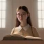 Placeholder: Study girl in university by the room, on book, movie, real photo realistic, unreal engine, cinematic lighting --ar 1:1 creative