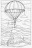 Placeholder: coloring page for kids, PARACHUTE, thick outline, low details, no shading, no color