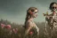 Placeholder: portrait of a couple, girl 1 dressed as life (flowers, butterflies, leaves), girl 2 dressed as death (skeletons, wilted flowers, upside down bird), resting heads against each other, beautiful, ethereal, 8k resolution, dynamic lighting