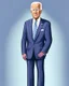 Placeholder: Cartoon of presidente Joe Biden cuerpo completo hiperdetallado traje gris colores complementarios en el fondo la casa blanca