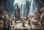 Placeholder: archeologists discovering storm giant people in minas tirith worshipping statues and idols, on a strange planet with weird colors and waterfalls, bokeh like f/0.8, tilt-shift lens 8k, high detail, smooth render, down-light, unreal engine, prize winning