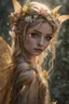 Placeholder: Pink flower crown,Pointed elven ears,Blonde hair ,Pink dress,Sparkling fairy wings,Very long golden hair,Fairy crown,pointed ears,elven ears,fairy wings,water lilies,sparkling,glittering,flowers,blossoms,golden crown,light pink dress