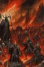 Placeholder: A picture of hell with hellish people in torment Sauron, the lord of darkness, with the devil and his army, in the land of destruction