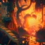 Placeholder: fantasy jungle at sunset, covered with glowing orange slime, photorealistic, unreal engine 5, masterpiece, trending on artstation, sharp focus