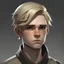 Placeholder: head and shoulders, human boy, short blonde hair, stubble, jedi, smirk