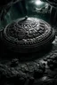 Placeholder: aztec simbol embeded on alien space craft that flies out a cave on the moon