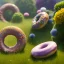 Placeholder: pixar style, volumetric summer garden environment and background, realistic painting of donuts, looking excited, volumetric lighting, dramatic lighting, detailed digital painting, extreme dense and fine fur, anime, ornate, colour-washed colors, elegant, small minutiae, tiny features, particulars, centered, smooth, sharp focus, renderman gofur render, 8k, uhd, detailed eyes, realistic shaded volumetric lighting, sunlight caustics, backlight, centered camera view