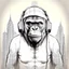 Placeholder: draw cool king kong wearing head phones in it`s neck, wearing t-shirt cap written Dubai