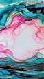 Placeholder: Alcohol ink art tile pattern. Vibrant, fantasy, delicate, ethereal. Sea. Shades of blue, black, teal, pink, turquoise, white. with golden outlines waves on shore. colorful beach. Background ink drip.