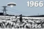 Placeholder: bumper sticker design, westall in bold heading text ufo 1966, lots of school children looking up in a field with high voltage powerline and gumtree's, mysterious cool, bold