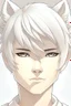 Placeholder: Anime man with white fox ears realistic, human face