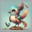 Placeholder: cute character design of a fantasy bird with a mouse