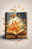Placeholder: square logo , landscape with leaf fall, flying leaves in the book