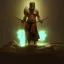 Placeholder: franz frazetta style, shaman summoning a lighting bolt