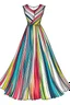 Placeholder: Sketch of a dress with colorful stripes