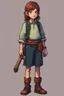 Placeholder: a young beggar girl who is ready to betray a man for money, stardew, valley style
