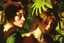 Placeholder: woman in colorful jungle by Caravaggio