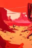 Placeholder: a simple red blooded desert valley cel shading anime style