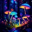 Placeholder: Magic mushrooms in a mysterious forest, colorful fairies, psychedelic night, beautiful stars, high resolution, fluorescent colors