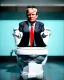 Placeholder: Donald Trump sitting in toilet scene, without pants, realistic image, tarantino style, casual, concept art, smooth, unreal engine 5, god lights, ray tracing, RTX, lumen lighting, ultra detail, volumetric lighting, 3d.