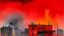 Placeholder: A red old Western town engulfed in smoke painted by Mark Rothko