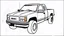 Placeholder: redraw this image of a 1991 GMC sierra with extended cab and trailering mirrors, line art with improved quality