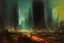 Placeholder: planet, space, modern cyberpunk city, arid land, epic, lesser ury impressionism painting