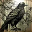 Placeholder: crow drawing with something shiny hanging from his beek background just outlines