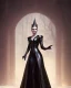 Placeholder: old evil queen in black leather gown, femme fatale, volouptous, busty, cleavage, angry, emperious, 8k resolution concept art portrait by Greg Rutkowski,