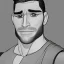 Placeholder: Buff dude with chiseled cheeks, black and white portait, gigachad