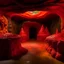 Placeholder: An orangish red underground covered in lava designed in Maori sculptures