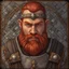 Placeholder: Dnd, fantasy, portrait, only face, dwarf, blacksmith, medieval mosaic, kind, hearthy, red hair, braided beard