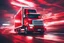 Placeholder: cinematic view, 8k, high resolution, stylized, monochromatic red , vectorial, oil painting, art of a hino profia truck running in a futuristic road, lights, blurred background, neon, bokeh effect, surrealistic, forced perspective