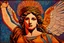 Placeholder: colorful psychedelic painting of nike the goddess of victory in ancient mosaic art by andy warhol